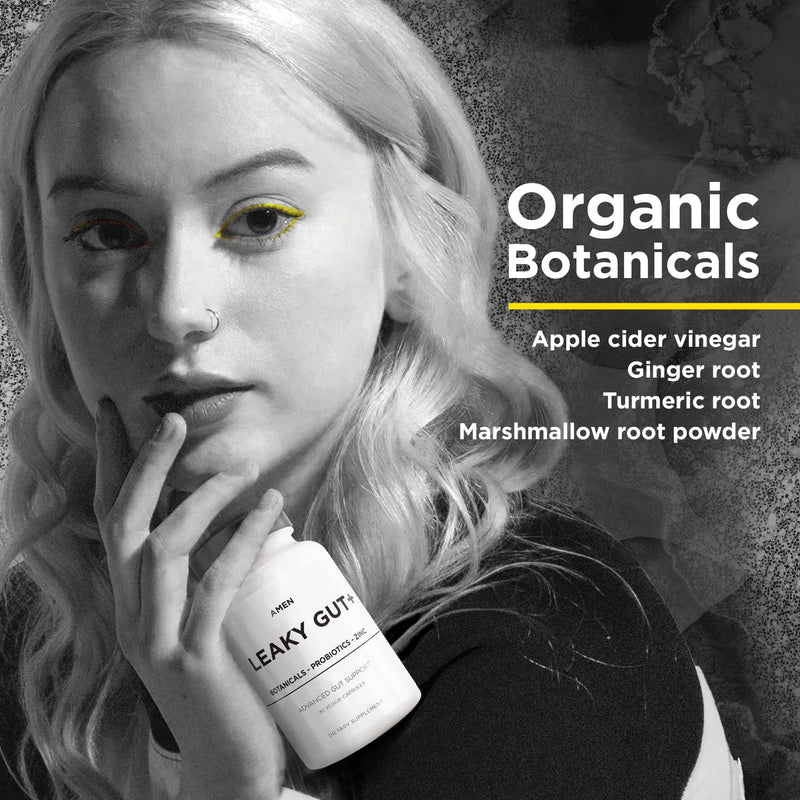 [Australia] - Amen Leaky Gut Supplements - Advanced Formula with Bioavailable L Glutamine, Zinc, Turmeric, Licorice Root - Bowel and Stomach Probiotics & Fermented Prebiotics - Vegan, Non-GMO - 90 Capsules 90 Count (Pack of 1) 