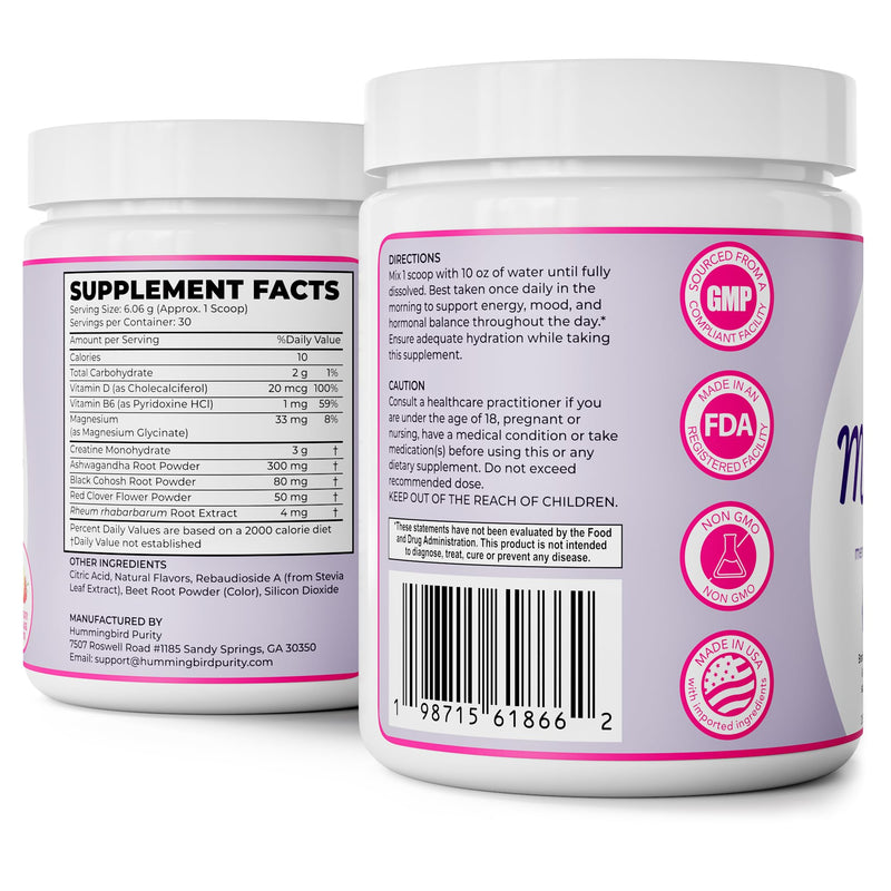 Meno Magic Menopause Support Drink Mix | 8-in-1 Hormone Balance for Hot Flashes, Night Sweats, Mood | Creatine + Herbal & Vitamin Blend | Energy, Metabolism, Muscle Support | 30 Servings