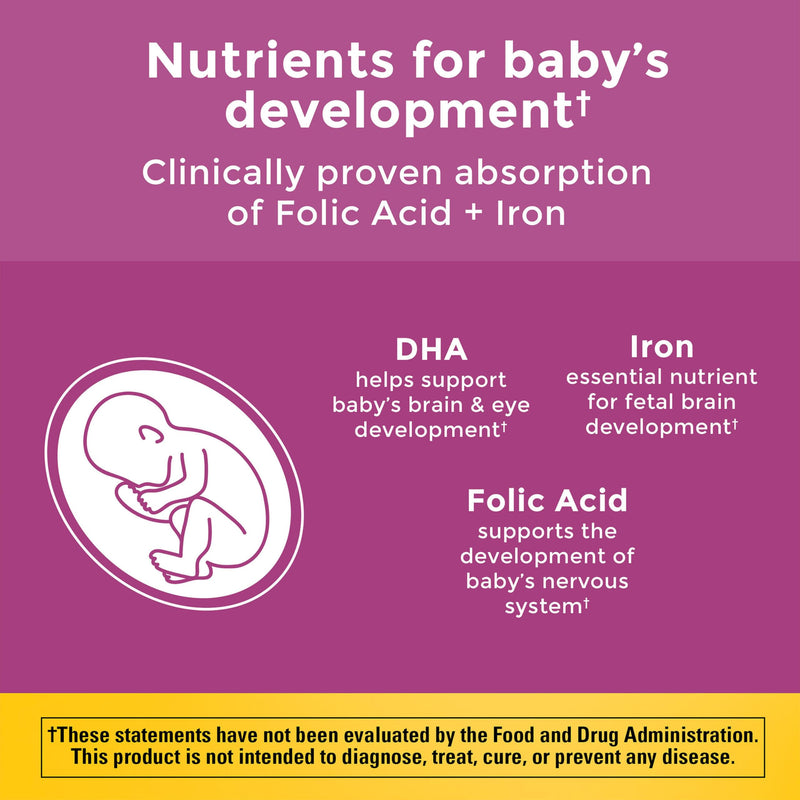 Nature Made Prenatal Vitamins for Women with Folic Acid + DHA, 110 Softgels | Prenatal Vitamin and Mineral Supplement for Daily Nutritional Support, With Folic Acid and 19 Other Nutrients, 110 Day Supply Unflavored 110 Count (Pack of 1)