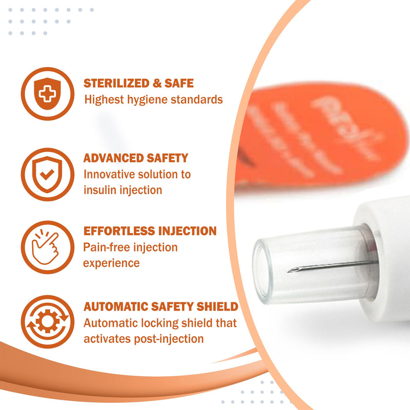 [Australia] - Fine Safety Pen Needles (30G 8mm) - Diabetic Needles for Insulin Injections, Ultra Fine Compatible with Most Diabetes Pens, Gamma Sterilized - 100 Ct, Pack of 1 Old Box - 100 Count (Pack of 1) Orange - 30 Gauge 8mm 