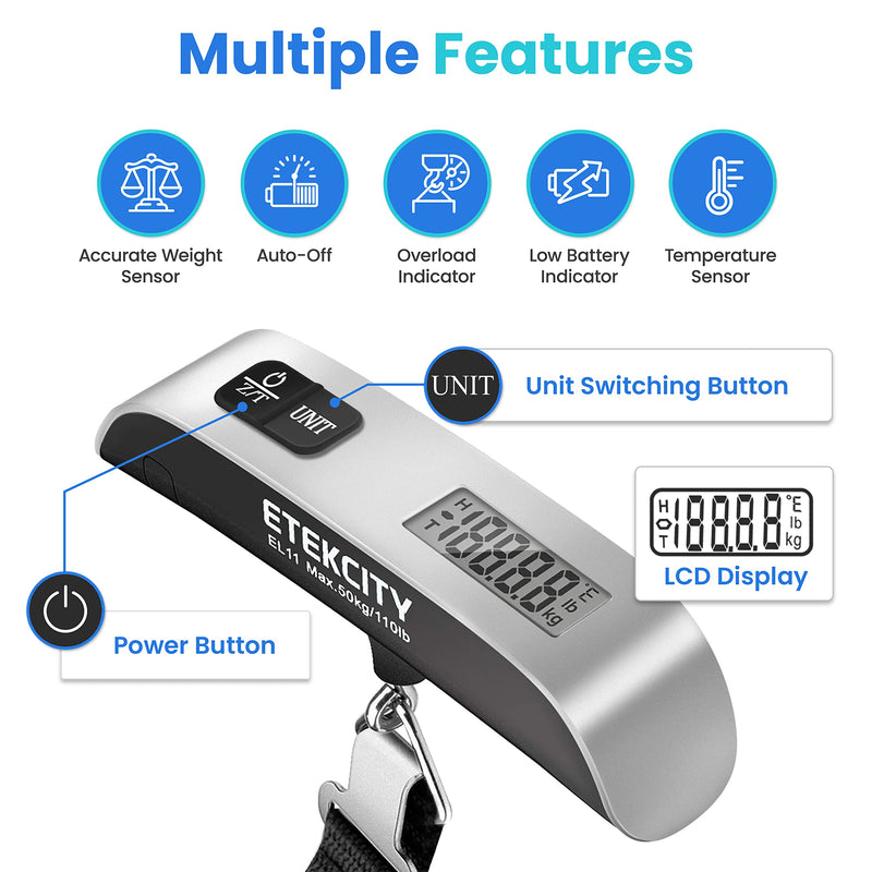 Master Lock 4689Q TSA Approved Luggage Lock, 4 Pack, Colors May Vary & Etekcity Luggage Scale, Digital Weight Scales for Travel Accessories Essentials