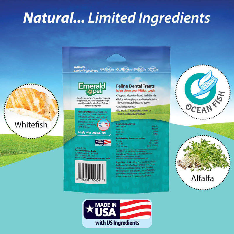 Feline Dental Treats — Tasty and Crunchy Cat Dental Treats Grain Free — Natural Dental Treats to Clean Cat Teeth, Freshen Cat Breath, and Reduce Plaque and Tartar Buildup — Ocean Fish Treats, 3 oz - PawsPlanet Australia