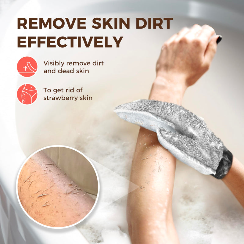 [Australia] - ZOMCHI 2 Pack Deep Exfoliating Glove with Dual Texture, Massage Body Scrub Gloves for Home Spa, Exfoliating Mitt for Dead Skin Removal (Deep + Gentle) Deep + Gentle 