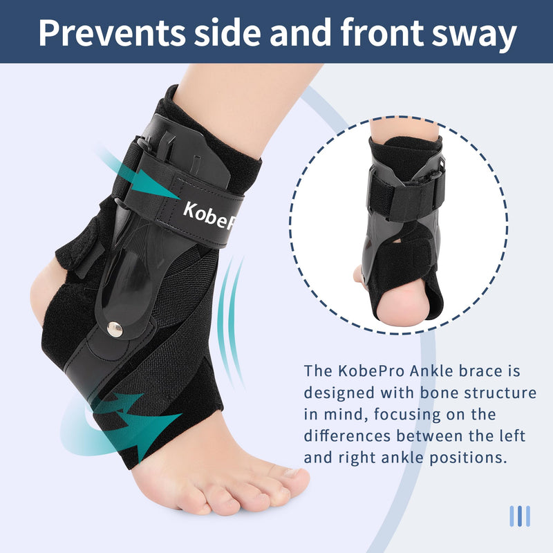 [Australia] - Ankle Brace with Side Stabilizers - Adjustable Ankle Support Sprained Ankle Brace for Ankle Sprained, Achilles Tendon, Plantar Fasciitis, Injury Recovery, Ankles Support for Running, Basketball, Football (Black, Large) Black 