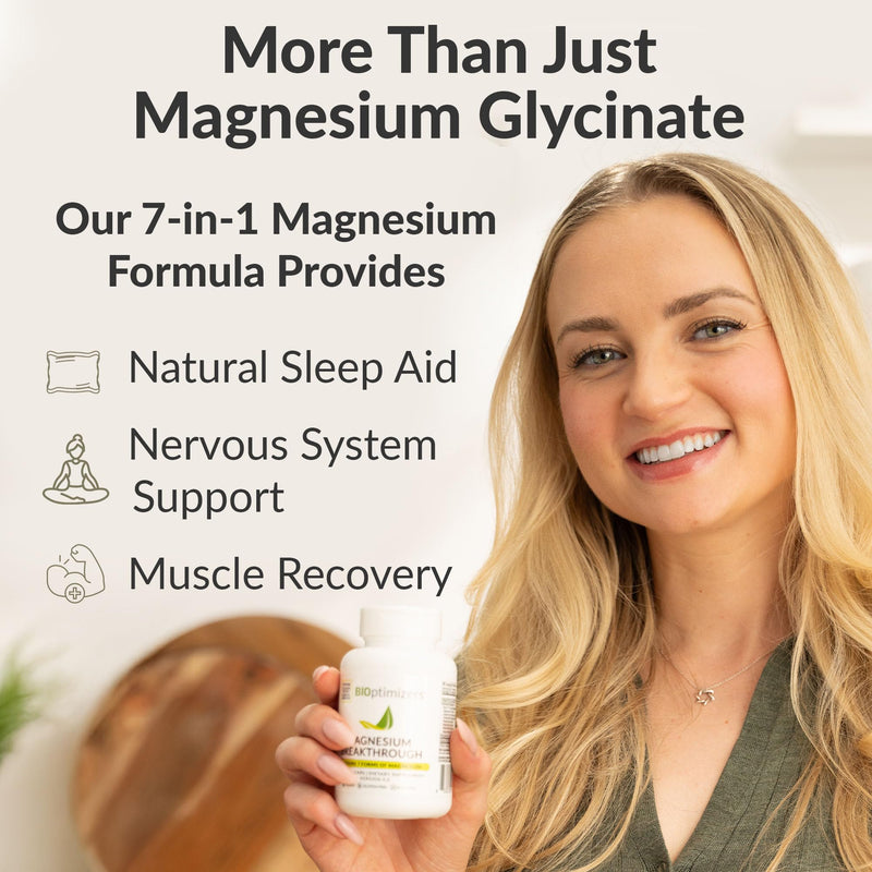 [Australia] - BIOptimizers Magnesium Breakthrough Complex Supplement with 7 Forms of Mg: Glycinate, Malate, Citrate, and More - Natural Support for Sleep and Cognitive Function - 60 Capsules- Calming Vitamins Unflavored 60 Count (Pack of 1) 