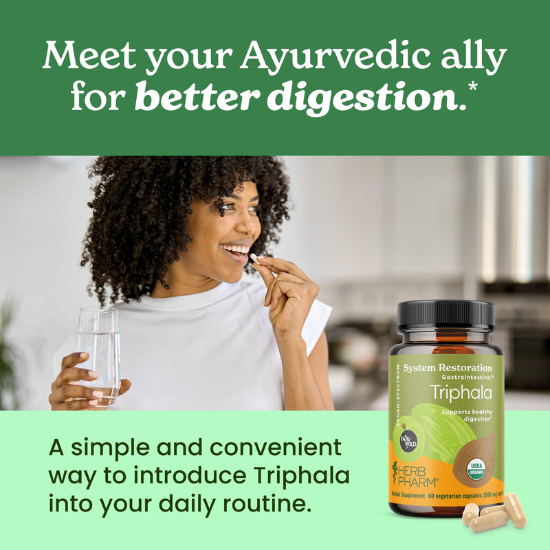 [Australia] - Herb Pharm USDA Organic Triphala Capsules | Cleansing & Detoxification Support & Digestive Health Support With Amla, Haritaki & Bibhitaki, FAIRWILD¬Æ Certified | 60 Vegan Capsules, Up to 30 Day Supply* 60 Count (Pack of 1) 