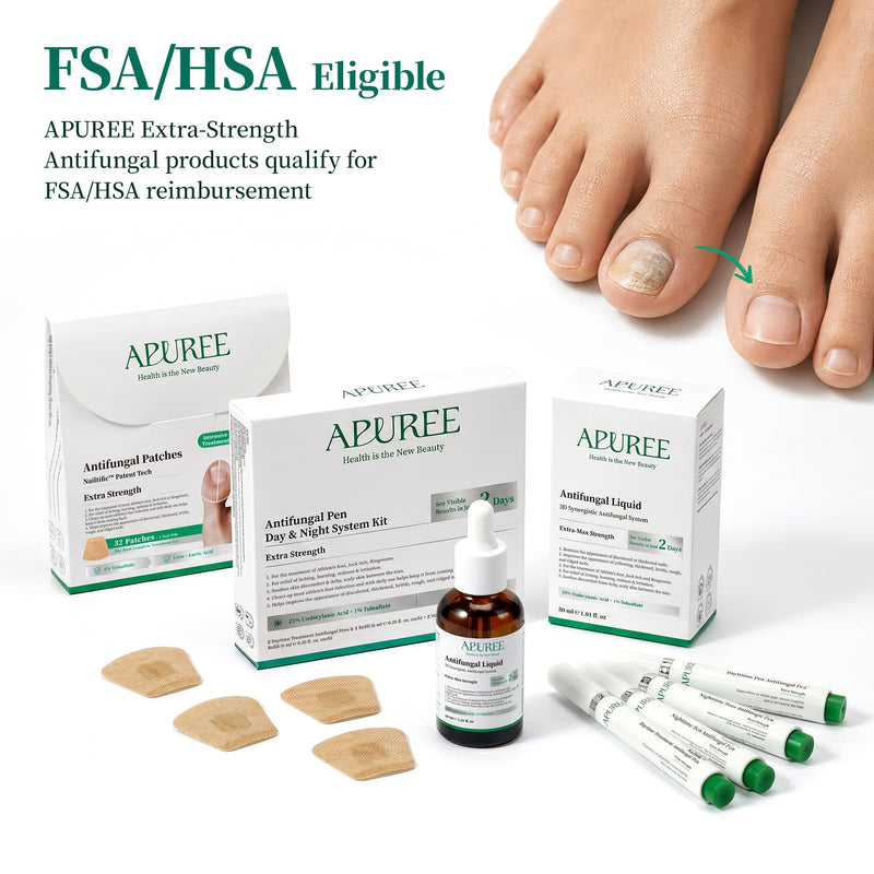 Apuree Nighttime Antifungal Pen Extra Strength 1% Tolnaftate Overnight | Tea Tree Oil, FSA-HSA Eligible, For Discolored Yellow Thick Brittle Damaged Nails, Improves Nail Appearance, Mess-Free