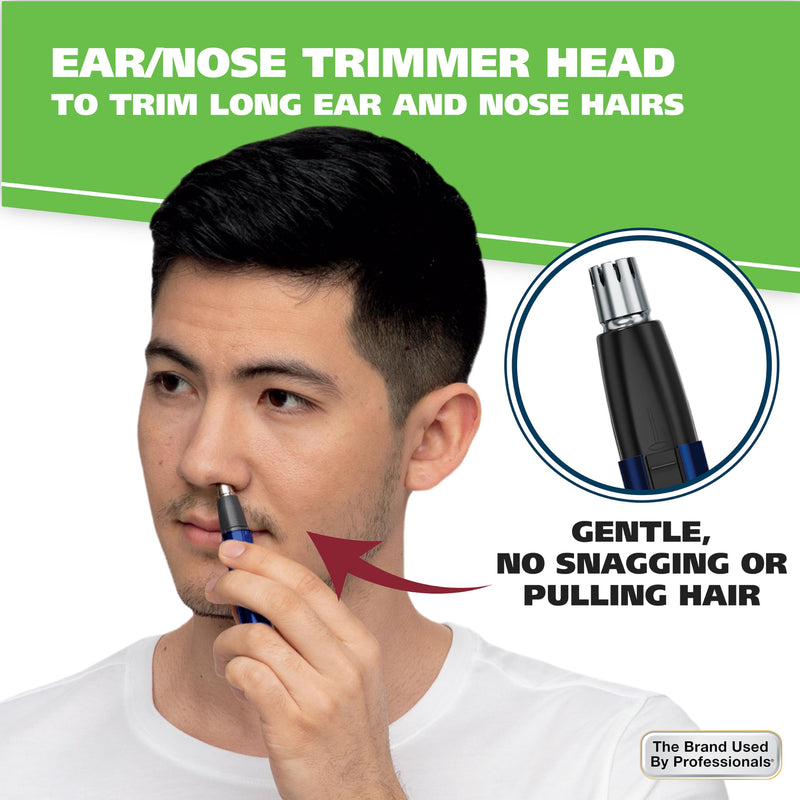 Wahl Lithium 2 in 1 Battery Pen Detail Touch Up Trimmer for Nose, Ear, Neckline, Eyebrow, & Other Detailing - Blue - by The Brand Used by Professionals - Model 5643-200 2 Heads