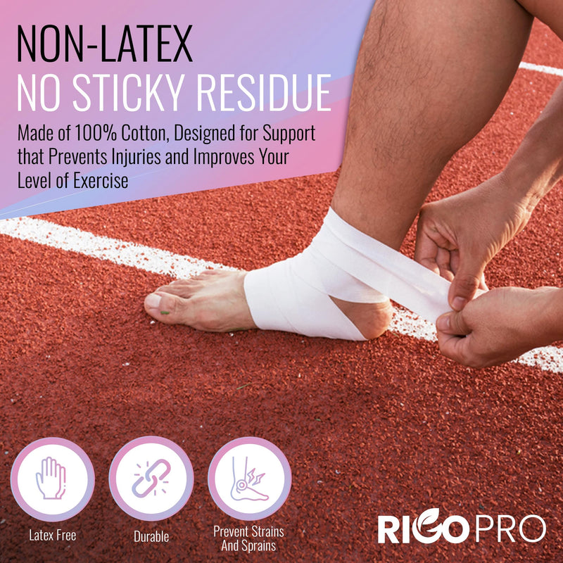 6 Pack White Athletic Tape 1.5 Inches x 15 Yards - 270 ft - Easy Tear, Rigid, No Residue. Sports Medicine - Athletes, Medical, Therapy, Athletic Trainers: Ankles Wrists Fingers, Zinc Oxide Adhesive