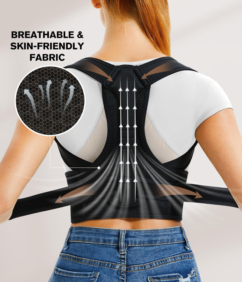 URSEXYLY Back Brace and Posture Corrector for Women and Men, Lightweight Shoulder Straightener Adjustable Full Back Support,Back Pain Relief Spine Corrector (Black, M/L) Black