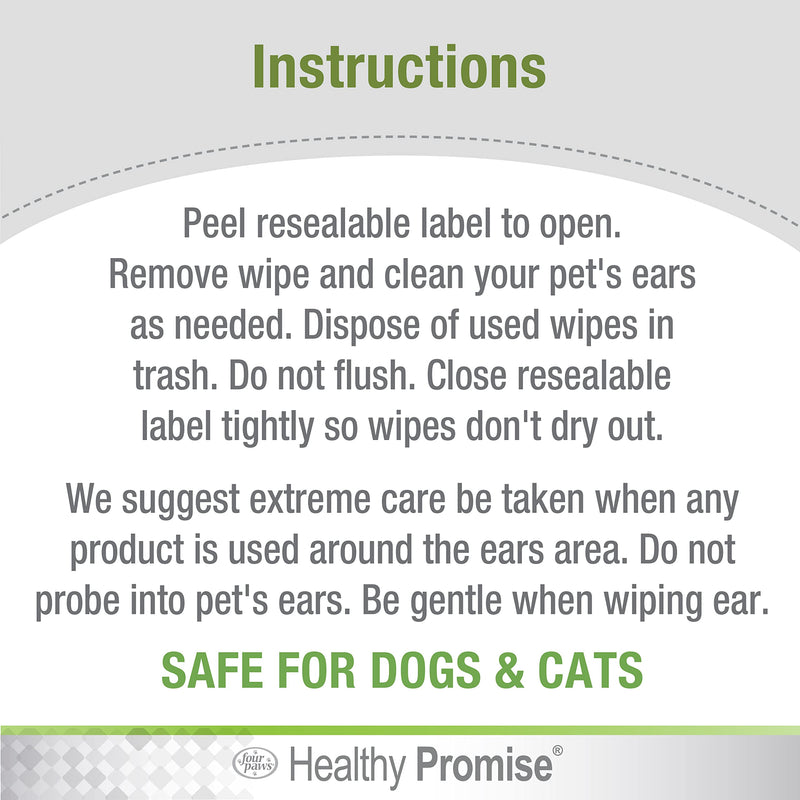 Four Paws Healthy Promise Grooming Soothing Pet Ear Cleaning Wipes, Odor Reducing & Itch Relief, 35 Count - PawsPlanet Australia