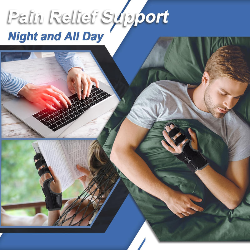 Trigger Finger Splint: Support the Middle, Index, little or Ring Finger, Hand Splint Brace-Treating Hand Fractures, Arthritis, Mallet Finger or Metacarpal Fractures (Left Hand) Large/X-Large Black-Left