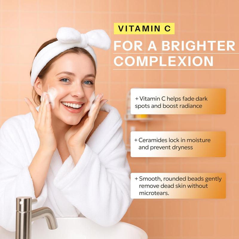 Vitamin C & Ceramide Face Scrub – Dermatologist Tested, Anti-Aging, Korean Skin Care – Gentle Exfoliator For Dark Spots, Deep Hydrating – Clean, Vegan, Cruelty-Free – 200ml / 6.76 fl oz Vitamin C & Ceramide