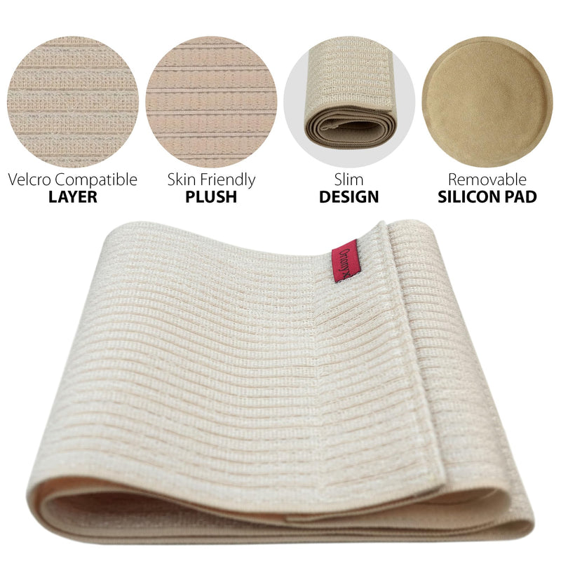 ORTONYX Premium Umbilical Hernia Belt for Men and Women / 10.25" Abdominal Binder With Hernia Support Pad - Navel Ventral Epigastric Incisional and Belly Button Hernias - Beige OX5241-10-S/M S/M (up to 32")