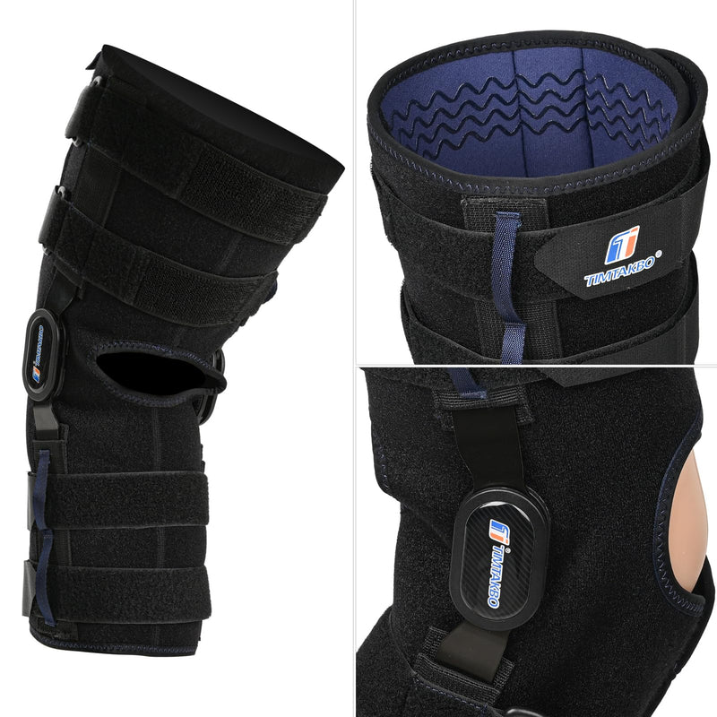 [Australia] - Knee Braces for Knee Pain Women Men, 16inch Hinged Knee Brace with for Side Stabilizers Meniscus Tear Knee Pain ACL MCL Injury Recovery Wraparound Knee Support with 4 Adjustable Compression Straps Large Upgrade Version 