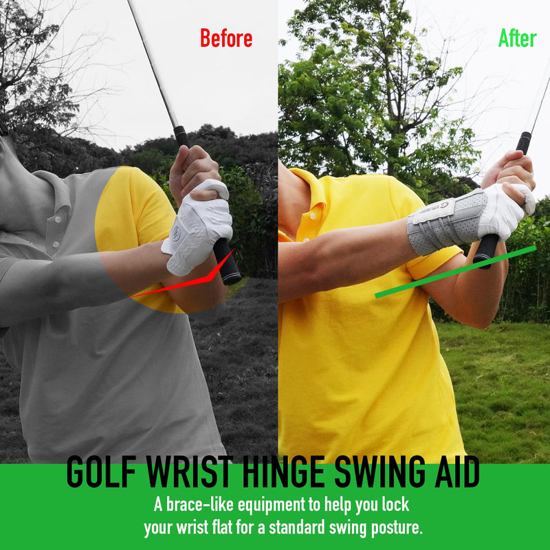 GAIARENA Golf Training Aid Wrist Hinge Trainer Brace, Effective Golf Swing Training Aids, Correct Wrist Angle Swing Posture & Develop Muscle Memory for Beginner【Patent Pending】 Gray [Left Handed Golfers] Medium