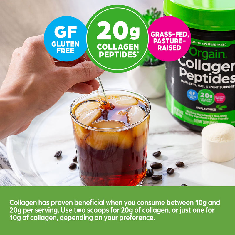 Orgain Hydrolyzed Collagen Peptides Powder, Life Extension Magnesium Caps, 500mg - Joint, Hair, Skin, Nail Support & Heart Health