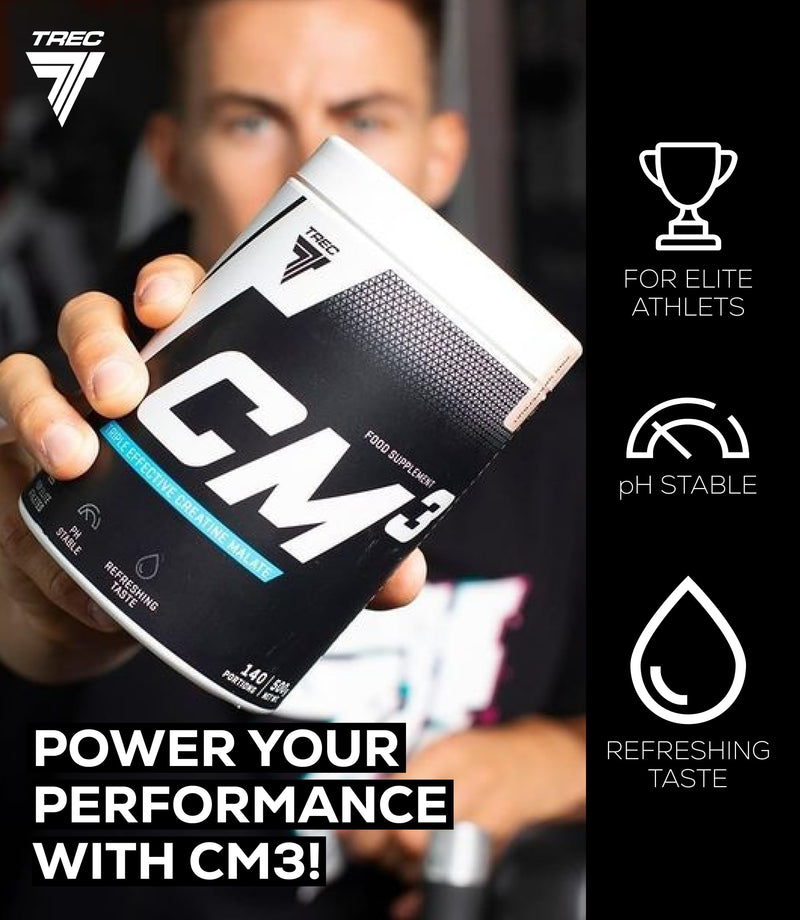 Trec Nutrition CM3 Tri-Creatine Malate Powder for Performance and Muscle Power | 6650 mg Creatine Per Serving | Made in EU (500g, Pink Grapefruit)