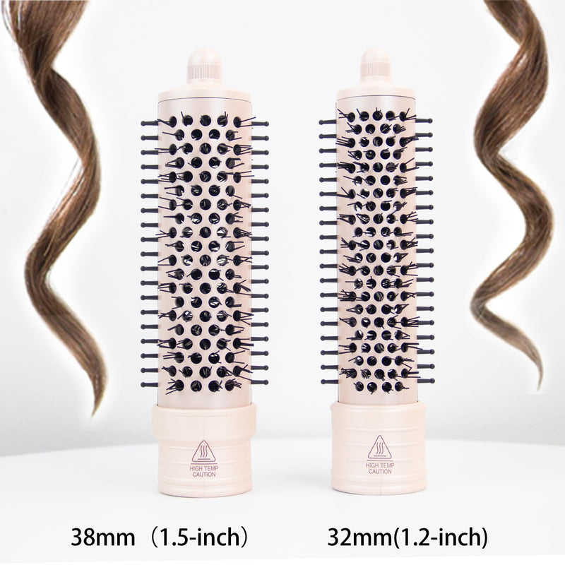 [Australia] - ANGENIL Thermal Hair Brush - Heated Hair Comb for Women, 1.5 inch Volumizer and Straightener, Tourmaline Ceramic Curling Iron, Detachable, Frizz-Free, Negative Ion, Dual Voltage, Beachwave, Pink 