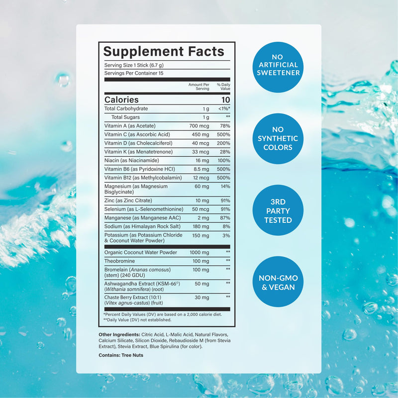 BEAM Glow Hormone Support & Cortisol Supplement for Women - Daily Vitamins for Women with Ashwagandha, Selenium, Zinc, Vitamin A, for Cycle Health, Mood & Energy, Blue Raspberry, 15 Servings