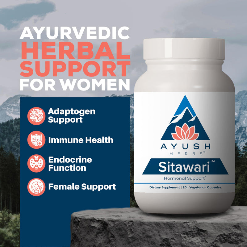 [Australia] - Ayush Herbs Sitawari - Shatavari Capsules for Women, Shatavari Root Supplement, Hormone Balance for Women, Natural Female Reproductive Support - 90 Vegetarian Capsules (1 Count) 