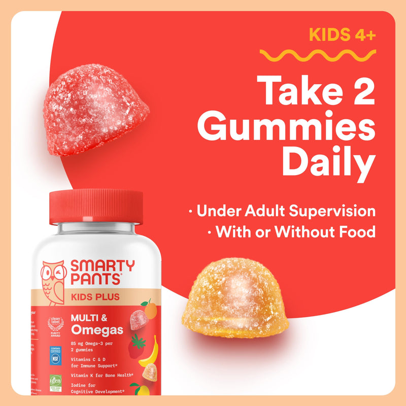SmartyPants Kids Daily Nutrition & Immunity Bundle: Multivitamin + Multi & Immunity Gummies with Vitamins C, D3, B12, A & Zinc – Gluten Free, Non-GMO, 60 Count Each (Pack of 2)