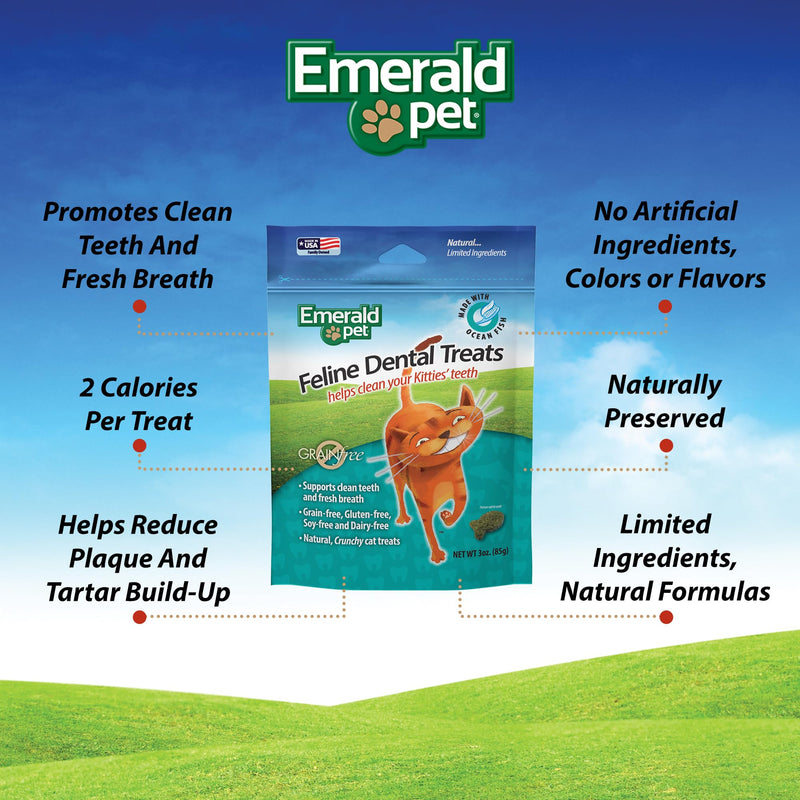 Feline Dental Treats — Tasty and Crunchy Cat Dental Treats Grain Free — Natural Dental Treats to Clean Cat Teeth, Freshen Cat Breath, and Reduce Plaque and Tartar Buildup — Ocean Fish Treats, 3 oz - PawsPlanet Australia
