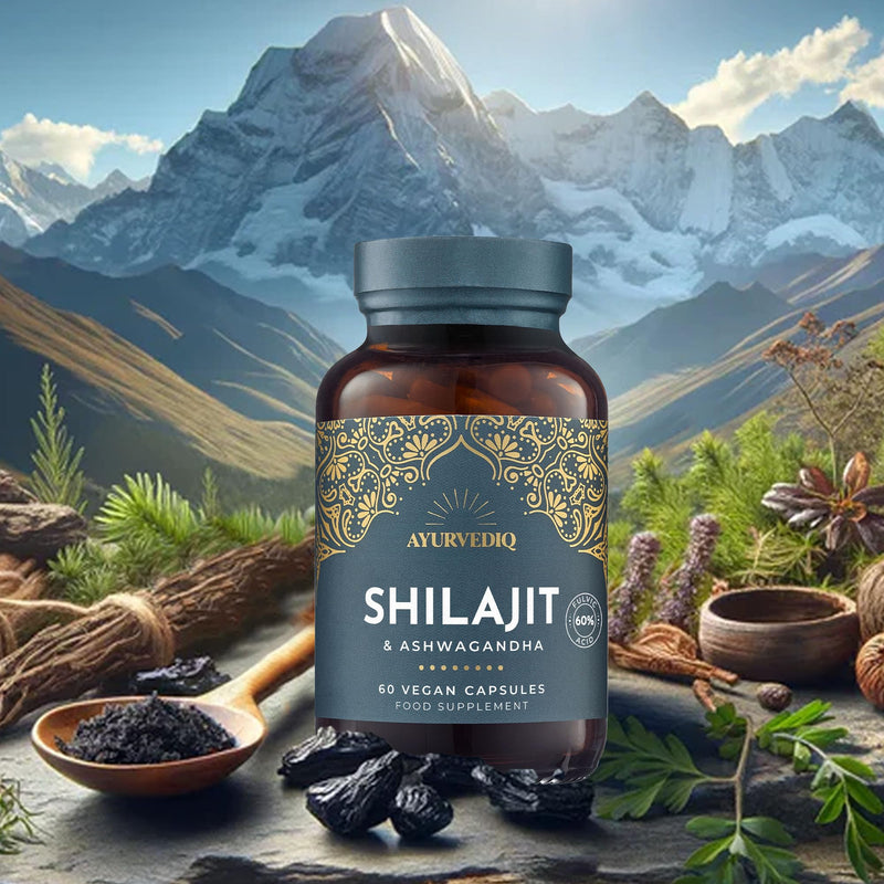 Pure Shilajit and Organic Ashwagandha - Himalayan Shilajit with Ashwagandha High Strength Capsules - Ayurveda Products