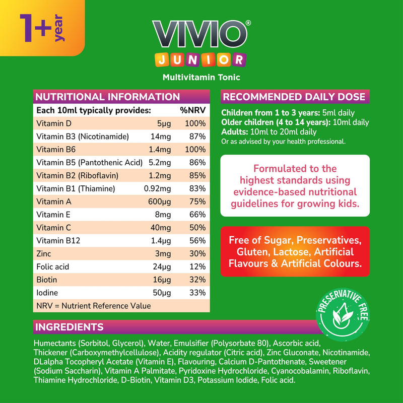Multivitamin Tonic for Kids – 12 Added Vitamins Plus Zinc & Iodine to Support Your Child’s Immunity & Cognitive Function - Orange - 250ml