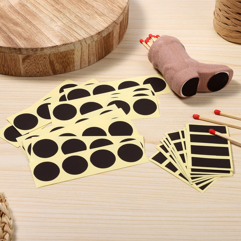 [Australia] - 120pcs Match Striker Papers with Adhesive, 60 Round and 60 Rectangle Match Striker Stickers Match Striker Paper Sheets for Match Rack Cymbal Paper Replacement (Black) Black 