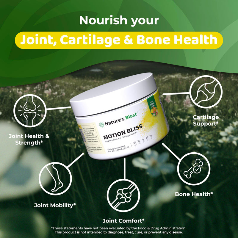 [Australia] - Motion Bliss Joint Supplements for Men & Women - Joint Health Support - with NEM, Calcium, Boswellia Serrata Extract, Collagen & More - 3.67 Oz - 30 Servings - Citrus Zest Flavor 