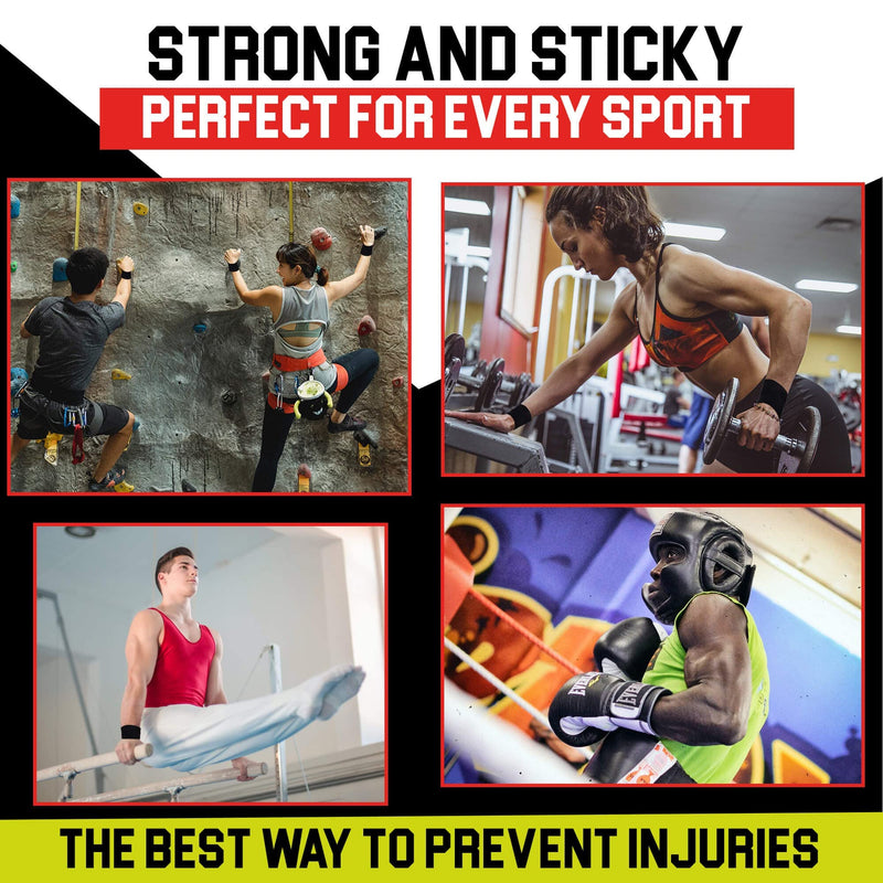 Athletic Tape Extremely Strong: 11 Rolls + 3 Finger Tape. Easy to Apply & No Sticky Residue. Sports Tape for Boxing, Football or Climbing. Enhance Wrist, Ankle & Hand Protection Now