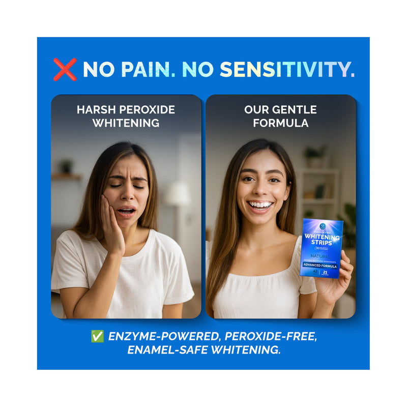 [Australia] - Whitening Strips for Sensitive Teeth 28 Treatments, Coconut – Enamel Safe, Peroxide-Free Coconut Teeth Whitening Strips with Natural Enzymes – Gentle White Stips for Sensitive Gums & Daily Oral Care 