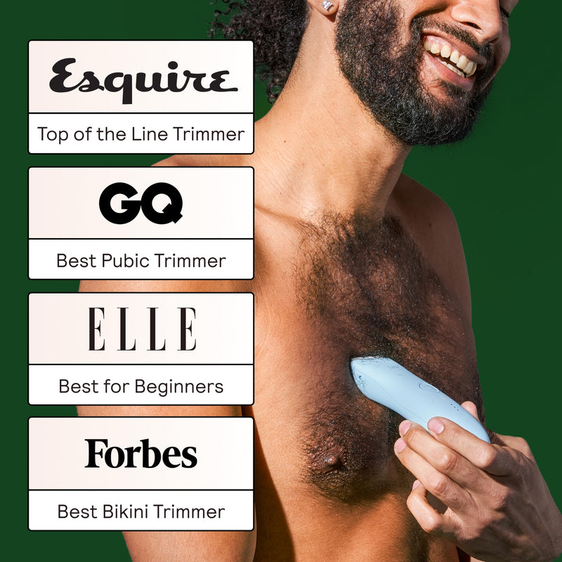 MERIDIAN The Trimmer Original - Body Hair Trimmer for Men, Electric Shaver for Pubic Hair, Chest, Legs & Bikini, Waterproof & Rechargeable, Sky