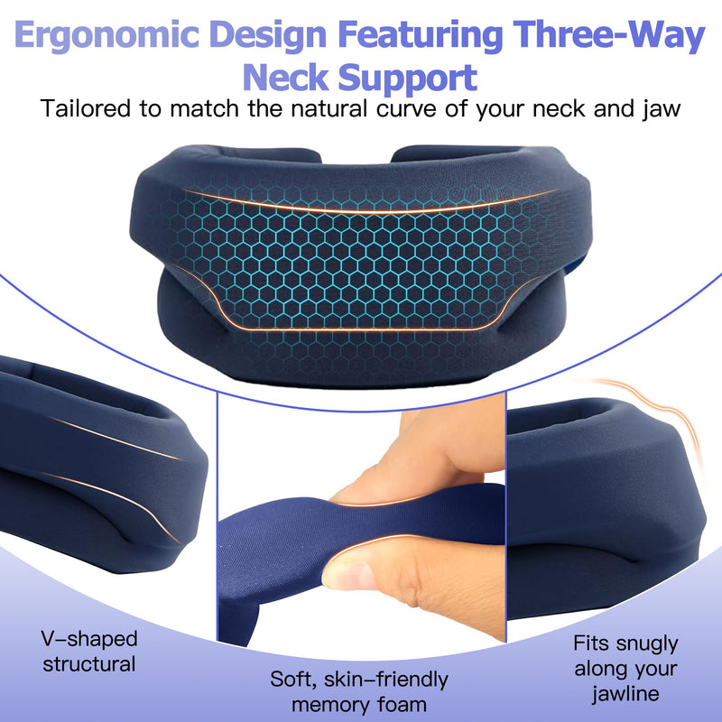 [Australia] - Ergonomic Neck Brace for Neck Pain Relief and Support, Soft Foam Cervical Collar for Sleeping, Aligns and Stabilizes Vertebrae, Relieves Cervical Spine Pressure, Suitable for Women & Men, Blue 