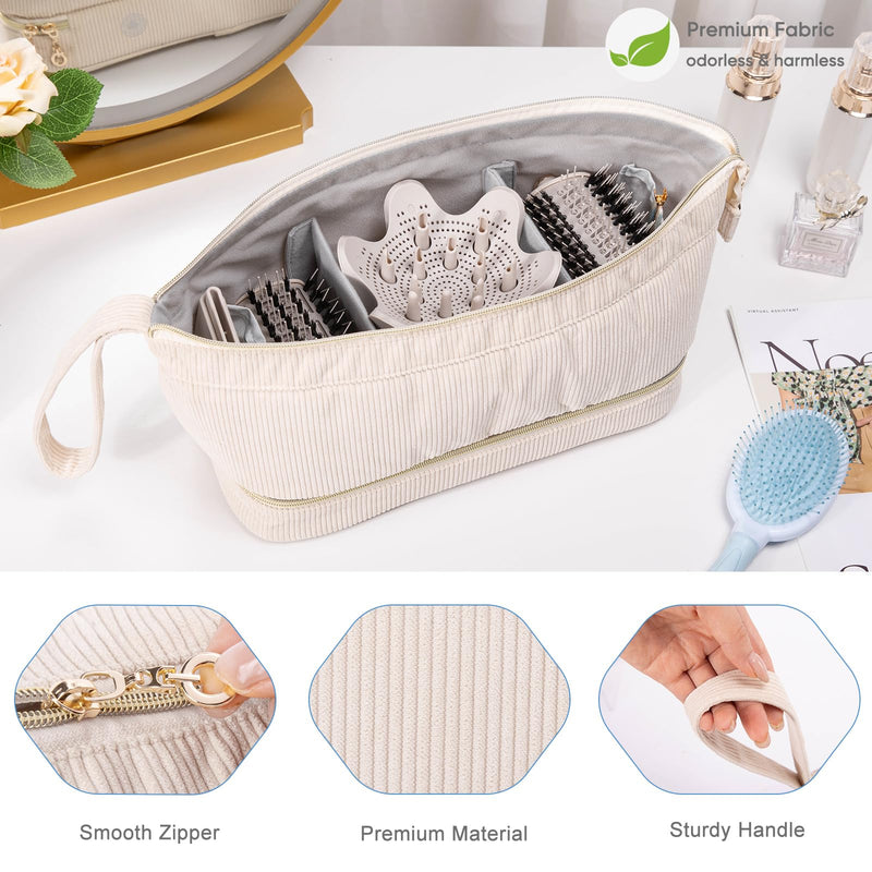 [Australia] - Hair Dryer Case, Double-Layer Hair Tools Travel Carrying Case for Shark FlexStyle/SmoothStyle with Hair Dryer Bag - Hair Air Wrap Dryer Case Flat Curling Iron Travel Organizer Standard Ivory 