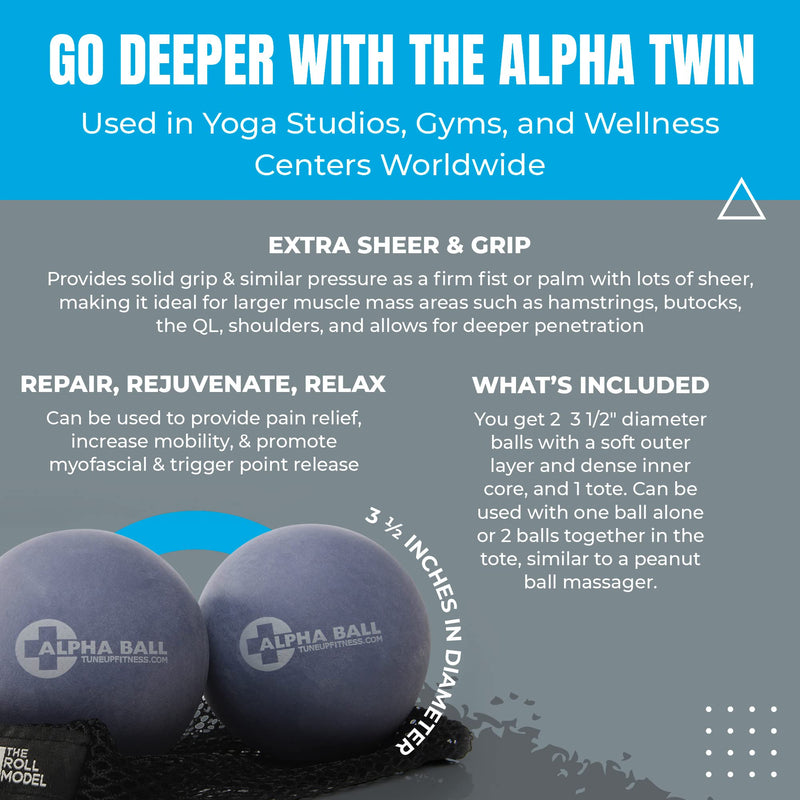 [Australia] - Tune Up Fitness – Alpha Twin Set in Tote | Larger Sized Yoga Massage Therapy Balls | Trigger Point Ball, Myofascial Release and Pain Relief for Upper & Lower Back, IT Band, QL, Hamstrings, Glutes 