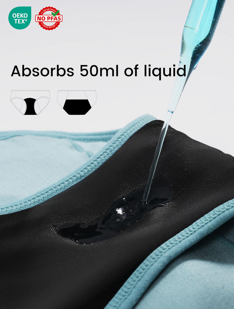 [Australia] - Period Underwear for Women Heavy Flow Soft Menstrual Panties Teens Ladies Leakproof Incontinence 5 Pack Large 1 Black/1 Light Grey/1 Burgundy/1 Rose Gold/1 Turquoise Green 