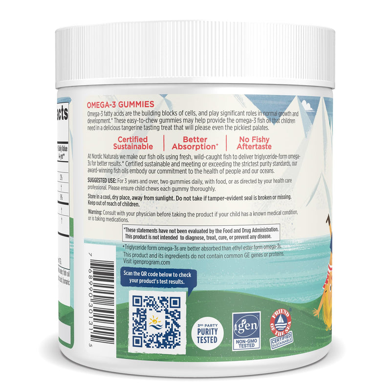 [Australia] - Nordic Naturals Nordic Omega-3 Gummies, Tangerine - 120 Gummies - 82 mg Total Omega-3s with EPA & DHA - Non-GMO - 60 Servings 120 Count (Pack of 1) 