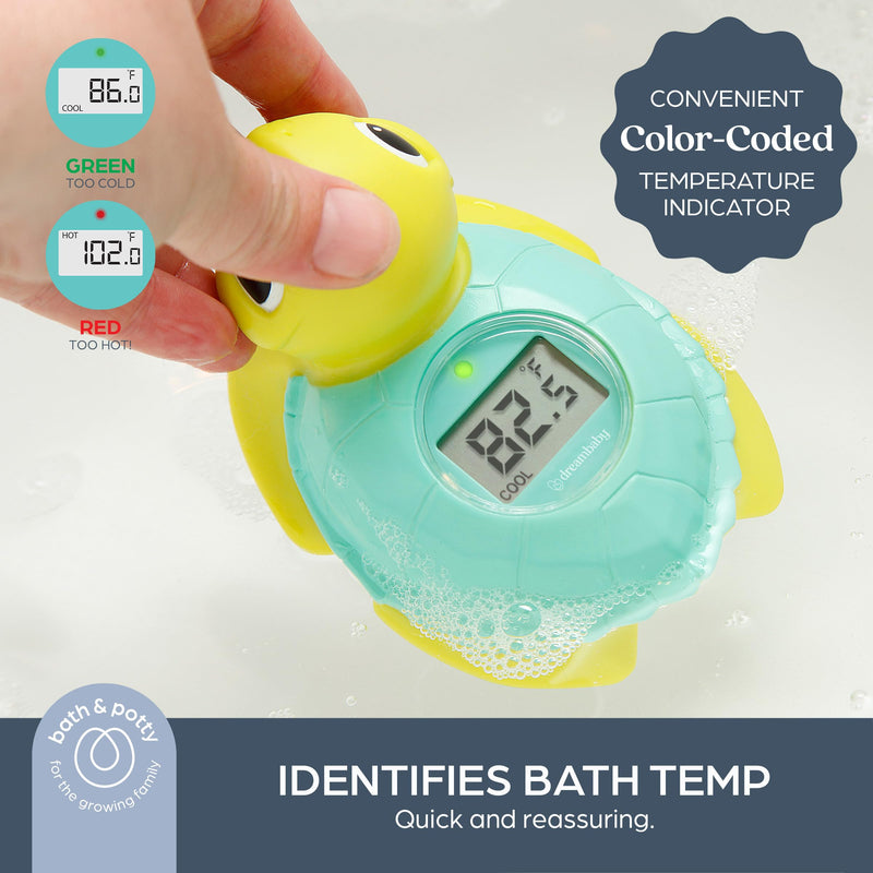 Dreambaby Baby Bath & Room Thermometer - Floating Turtle Toy for Water Temperature Monitoring - Turtle Temperature Monitoring for Newborns, Infants, and Toddlers with Fahrenheit Display