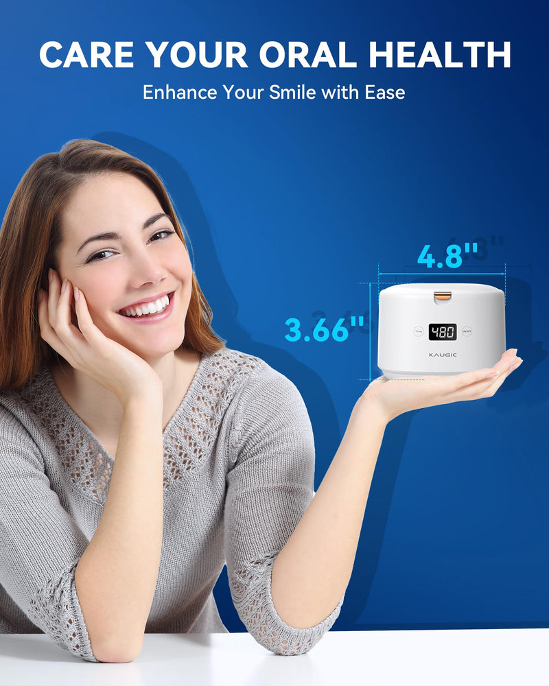 [Australia] - Retainer Cleaner with Upgraded MCU, 30W/45kHz Ultrasonic Frequency, 230ML Portable Retainer Cleaner Machine for Mouth Guards, Dentures, Night Guard, Aligner -White White 