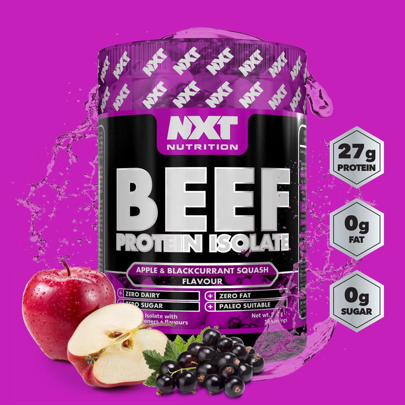 NXT Beef Protein Isolate 540g - High Protein Powder in Natural Amino Acids - Paleo, Keto Friendly - Dairy and Gluten Free | 540g | Apple & Blackcurrant