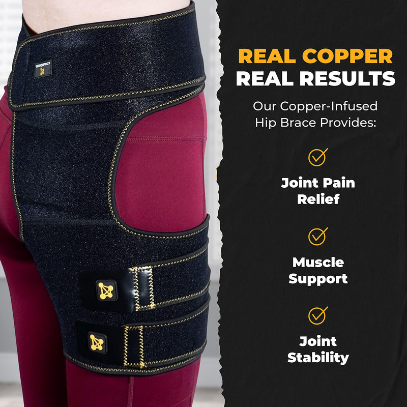 [Australia] - CopperJoint Hip Support Brace for Sciatica Pain Relief , Help Circulation - Hip Flexor Compression Wrap & Sciatic Nerve Brace for Comfort & Recovery - Hip Flexor Brace Black 