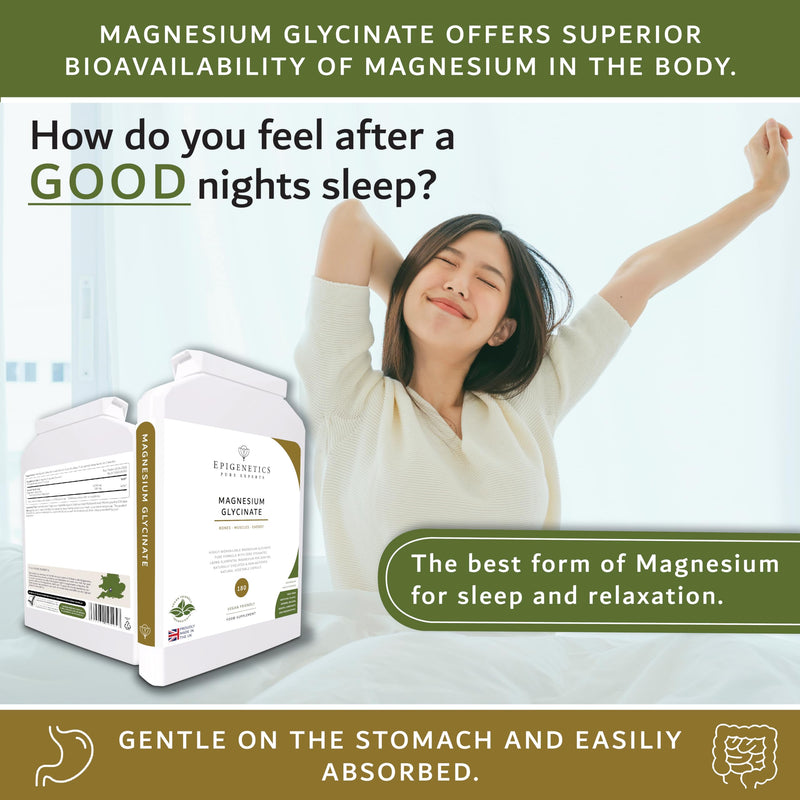 Magnesium Glycinate Supplement 212mg | 180 Vegan Capsules UK Made | Supports Energy & Reduces Fatigue | Magnesium Bisglycinate (212mg Elemental) | High Strength & Bioavailable | 2 Months Supply