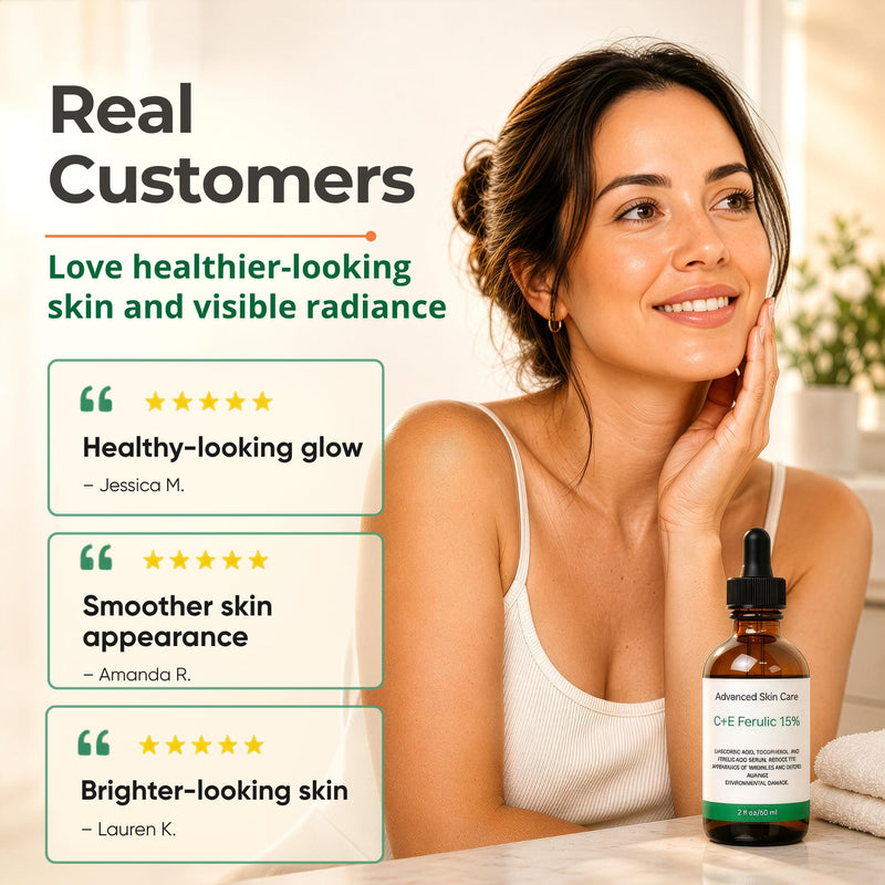 Vitamin C Face Serum with Vitamin E and Ferulic Acid | CE Ferulic 15% with Hyaluronic Acid (Compare to Skin Ceut.) | 2oz, Anti Aging and Wrinkle Serum for Face