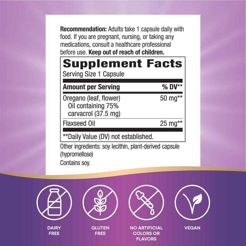 [Australia] - Nature’s Way Oregano Oil – Immune Support Supplement* - 75-85% Carvacrol – Gluten Free – 60 Vegan Capsules 60 Count (Pack of 1) 