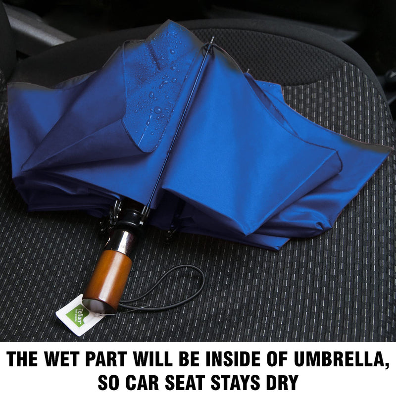 NEW 2 PCS Umbrellas for Rain Auto Open and Close Folding Umbrella Windproof Sturdy Unbreakable Umbrellas with Wooden Handle for Women Men - Bundle