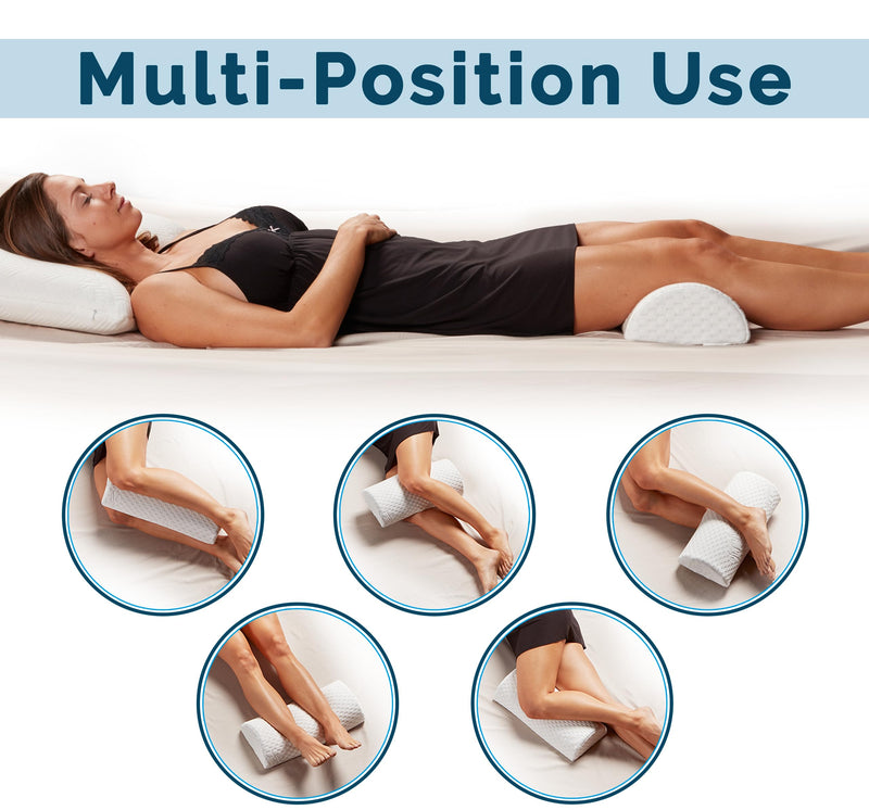 [Australia] - ComfiLife Knee Pillow for Back Sleeping – 100% Memory Foam Bolster Pillow for Legs – Under Knee Pillow for Sleeping on Back – Leg & Hip Pain Relief for Side Sleepers – Half Moon Pillow 