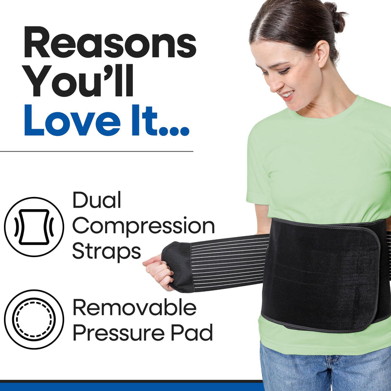 Hernia Belt for Men or Women - Plus Size Abdominal Binder Post Surgery Tummy Tuck Support Belts for Umbilical Hernias, Inguinal, Navel Belly Hernias, Hysterectomy, Postpartum Stomach Pad (Large/XL) Large / XL
