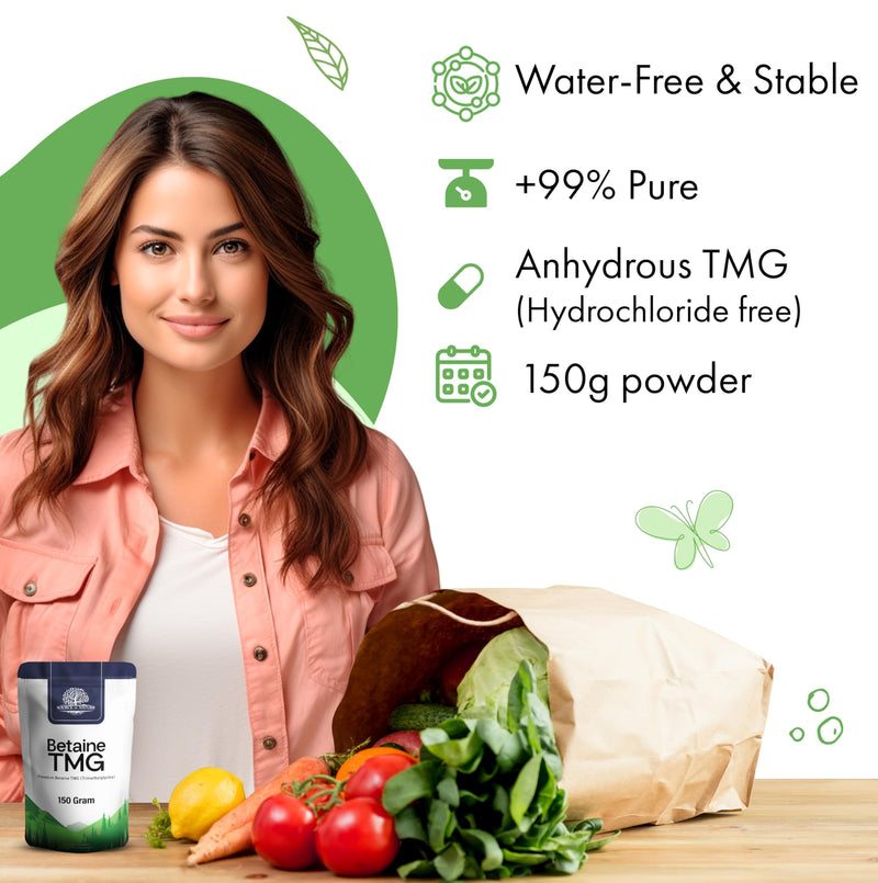 Source of Nature® | Betaine Anhydrous TMG Powder 150g | 100% Pure Trimethylglycine Supplement with Measuring Spoon | Vegan, Gluten-Free, No Additives